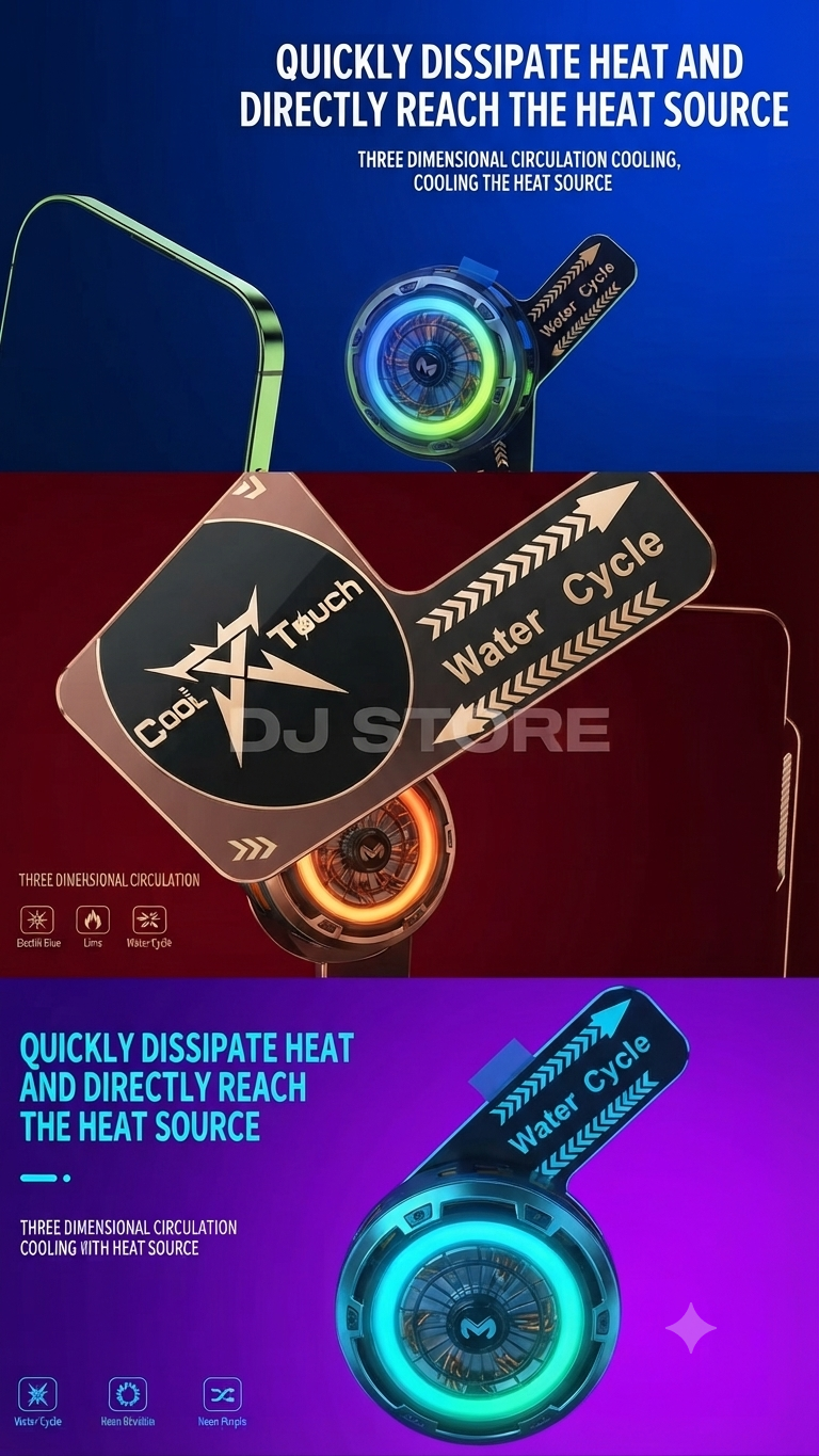 L-Shape Magnetic Phone Cooling Plate with Heat Pipe Tech – Water Cycle Heat Dissipation Pad for Mobile Gaming