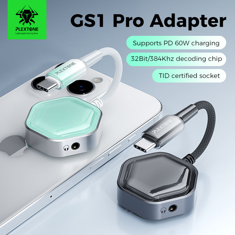 Plextone GS1 Pro technical specifications highlighting 60W PD fast charging and 21g lightweight design