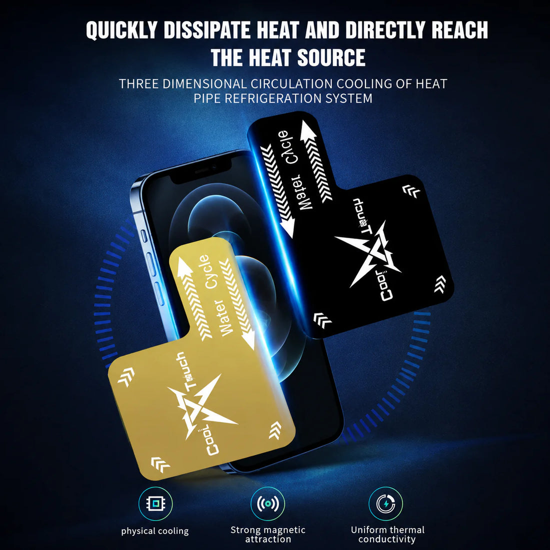 L-Shape Magnetic Phone Cooling Plate with Heat Pipe Tech – Water Cycle Heat Dissipation Pad for Mobile Gaming