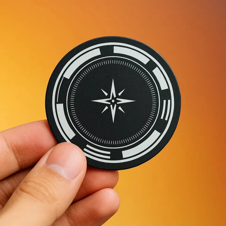 Back of a smartphone with MEMO cooling fan disc attached