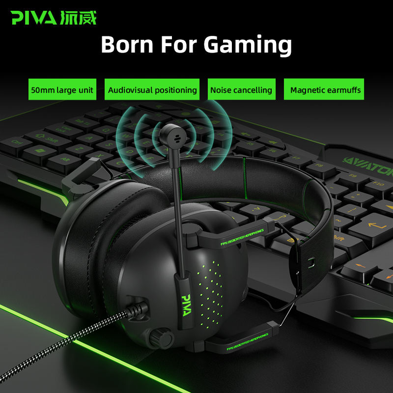 PIVA Aviator A100 over-ear gaming headphones with detachable magnetic ear cushions