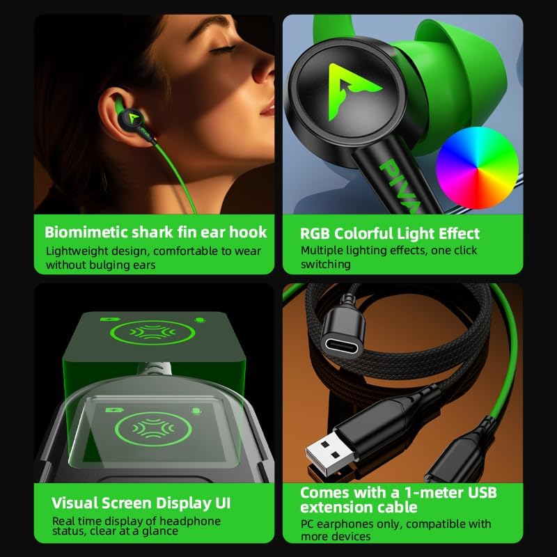 PIVA S6PRO gaming earphones with mobile app EQ customization and audio settings