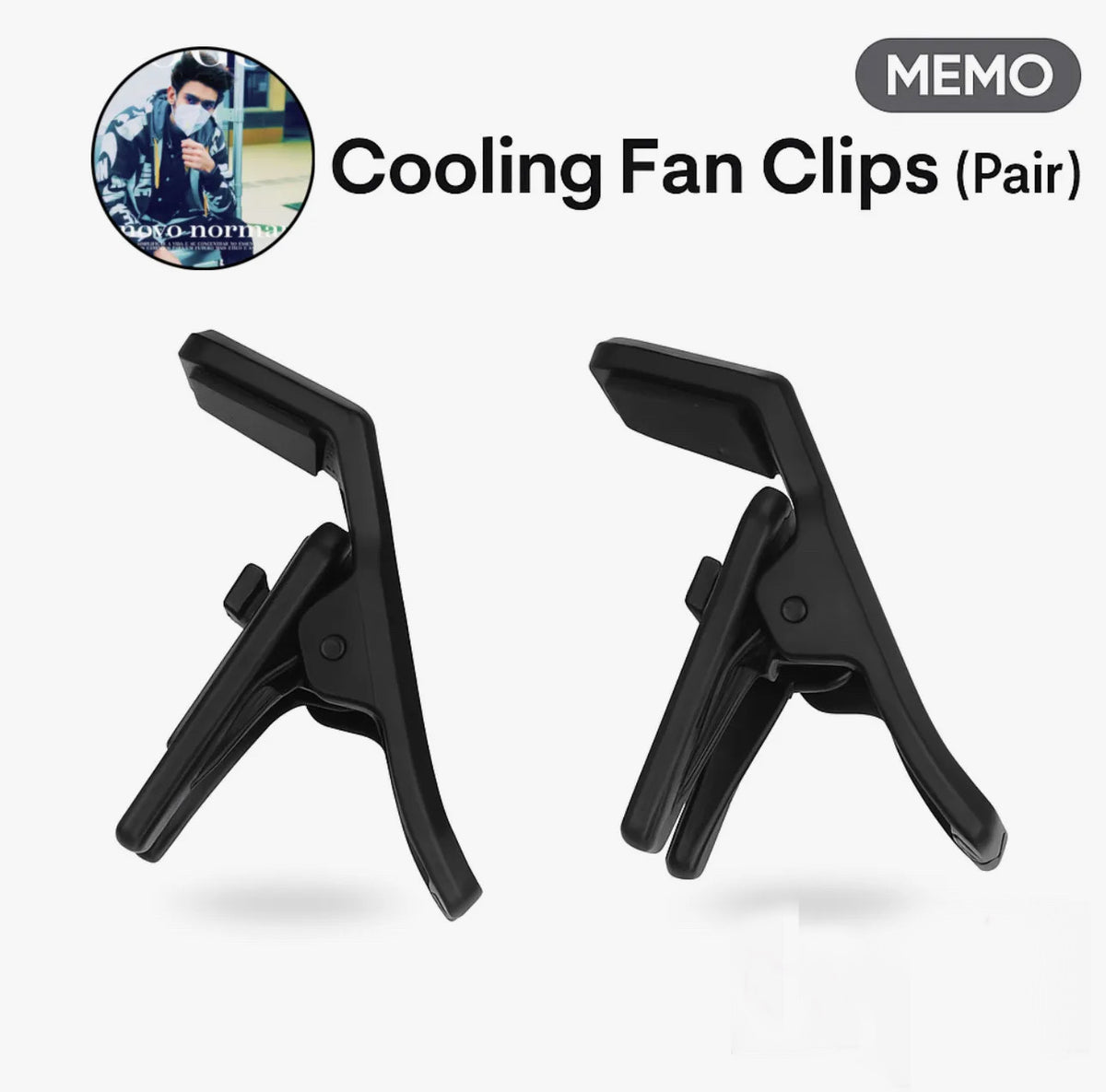 ⁠Black Replacement Spare Clips Pair for Memo Mobile Cooling Fan⁠