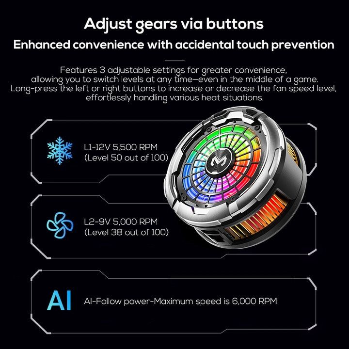 MEMO CX26 Magnetic Mobile Cooler – RGB Gaming Cooling Fan for iPhone & Android